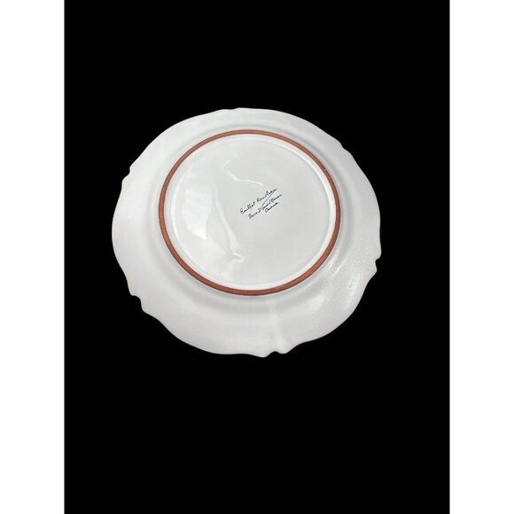 Roullet Renoleau Pink Green Floral Ceramic 10" Plate France French Cottage Decor - Picture 4 of 8